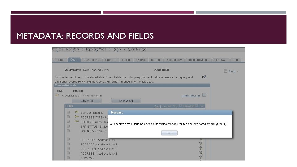 METADATA: RECORDS AND FIELDS 