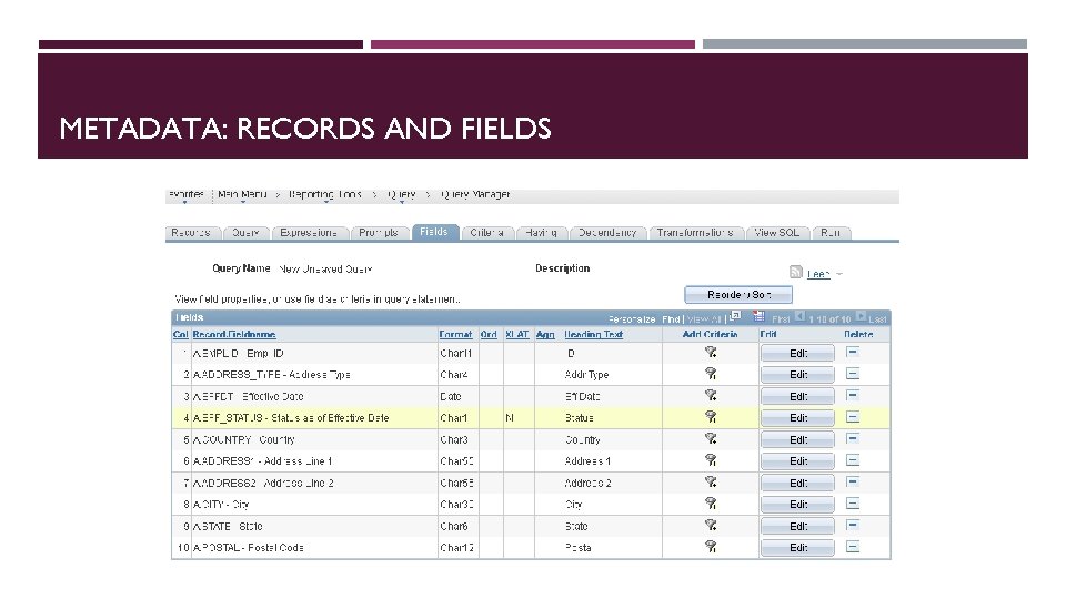 METADATA: RECORDS AND FIELDS 