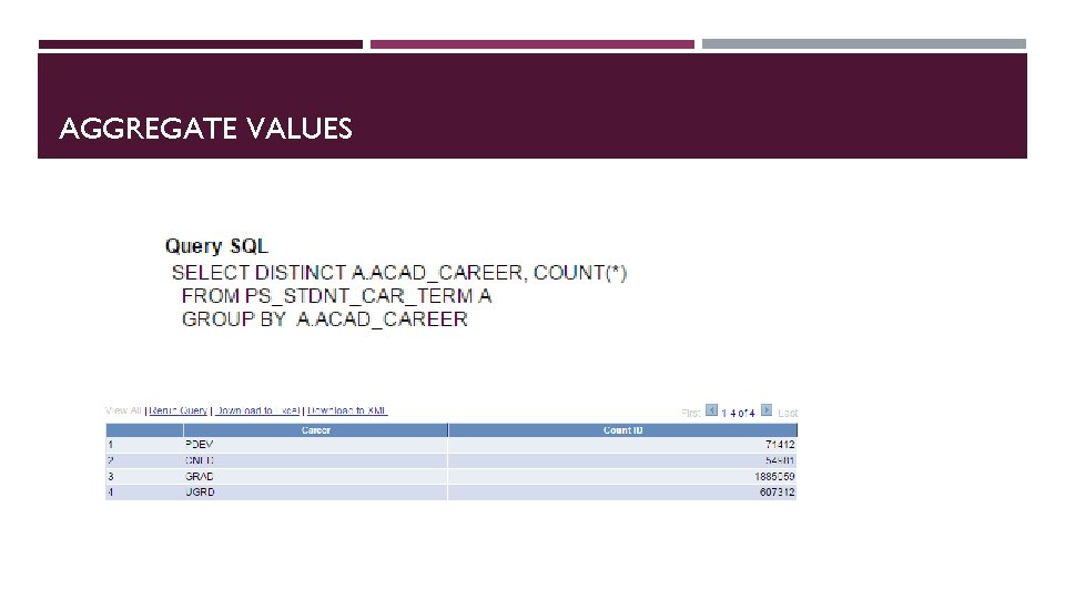 AGGREGATE VALUES 