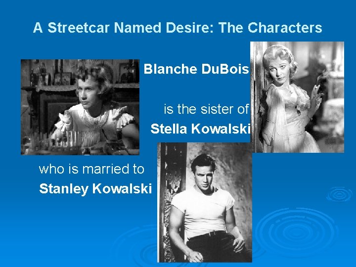 A Streetcar Named Desire: The Characters Blanche Du. Bois is the sister of Stella