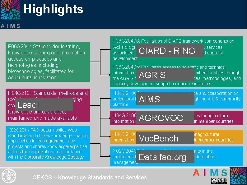 Highlights F 06 G 204 : Stakeholder learning, knowledge sharing and information access on