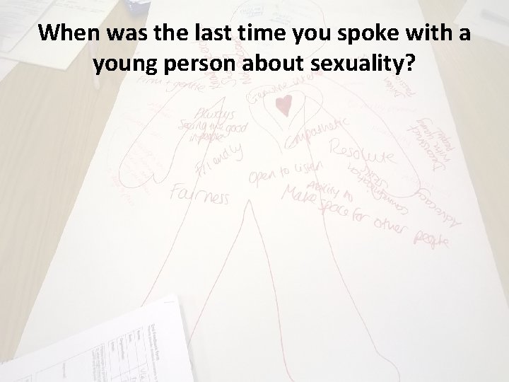 When was the last time you spoke with a young person about sexuality? 