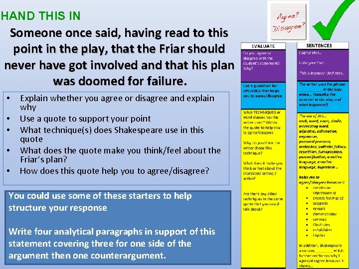 HAND THIS IN Someone once said, having read to this point in the play, HAND THIS IN Someone once said, having read to this point in the play,