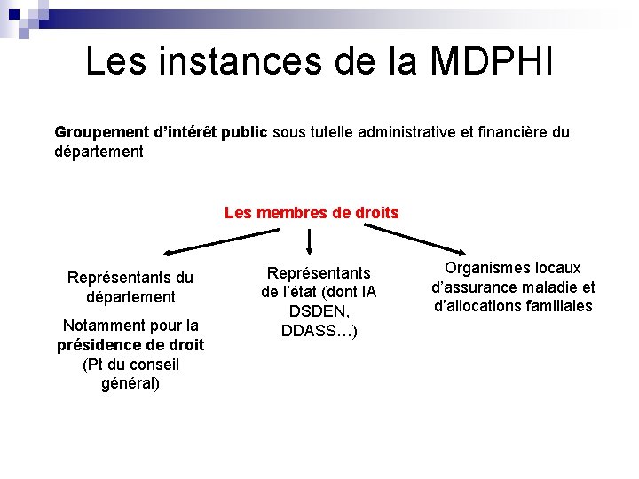 Les instances de la MDPHI Groupement d’intérêt public sous tutelle administrative et financière du