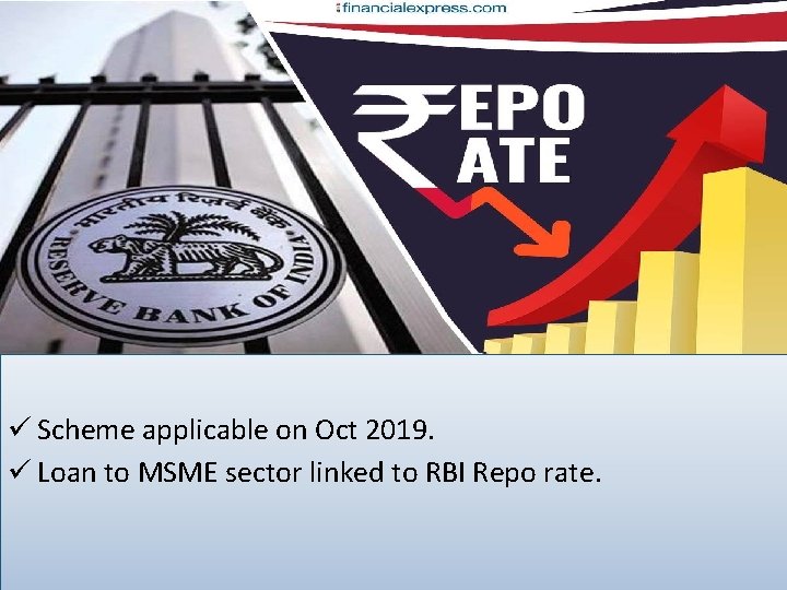 ü Scheme applicable on Oct 2019. ü Loan to MSME sector linked to RBI