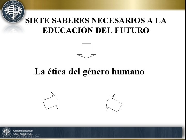 SIETE SABERES NECESARIOS A LA EDUCACIÓN DEL FUTURO La ética del género humano 