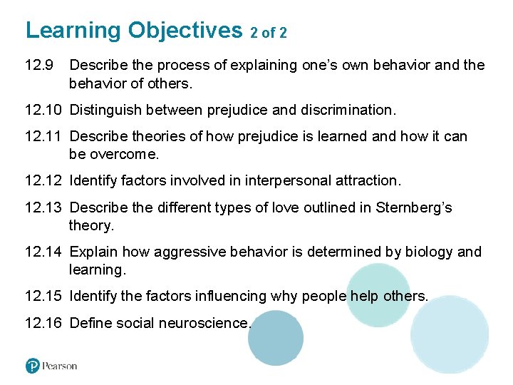 Learning Objectives 2 of 2 12. 9 Describe the process of explaining one’s own