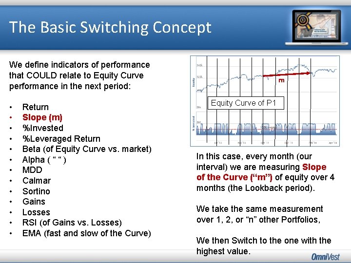 The Basic Switching Concept We define indicators of performance that COULD relate to Equity