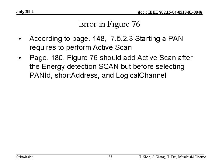July 2004 doc. : IEEE 802. 15 -04 -0313 -01 -004 b Error in
