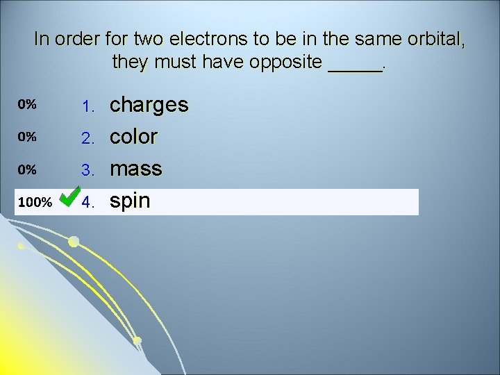 In order for two electrons to be in the same orbital, they must have
