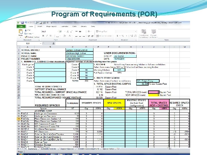 Program of Requirements (POR) 