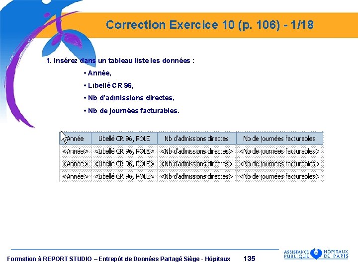 Correction Exercice 10 (p. 106) - 1/18 1. Insérez dans un tableau liste les