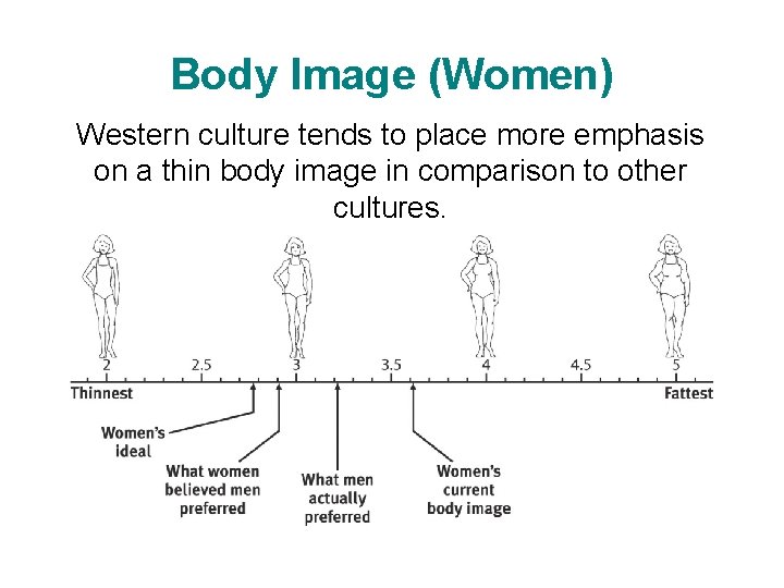 Body Image (Women) Western culture tends to place more emphasis on a thin body