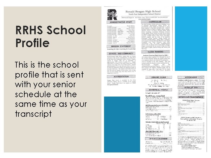 RRHS School Profile This is the school profile that is sent with your senior