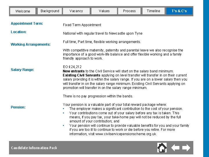 Welcome Background Vacancy Values Process Appointment Term: Fixed Term Appointment Location: National with regular