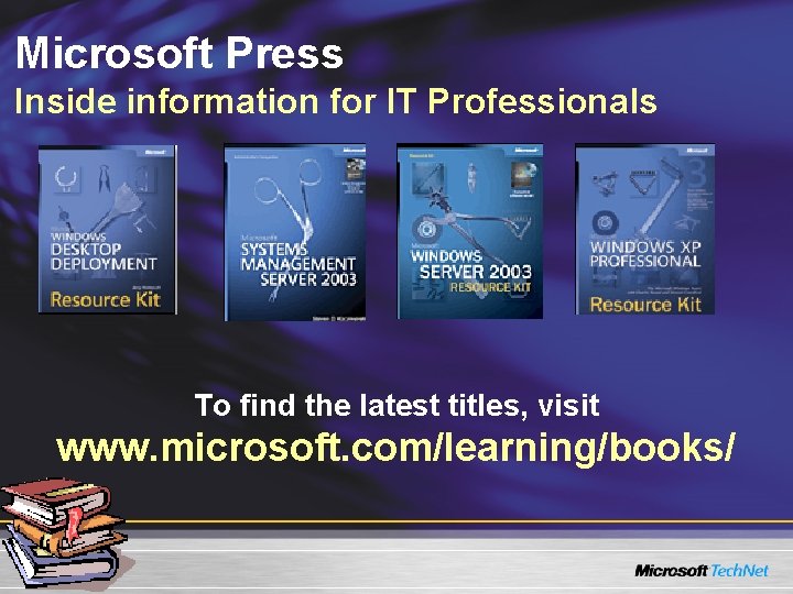 Microsoft Press Inside information for IT Professionals To find the latest titles, visit www.