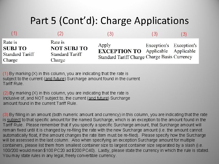 Part 5 (Cont’d): Charge Applications (1) (2) (3) (3) (1) By marking (X) in