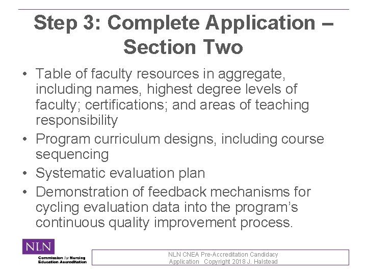 Step 3: Complete Application – Section Two • Table of faculty resources in aggregate,