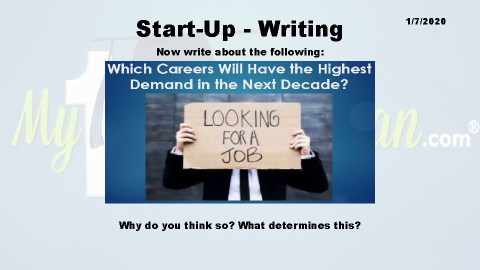 Start-Up - Writing Now write about the following: Why do you think so? What