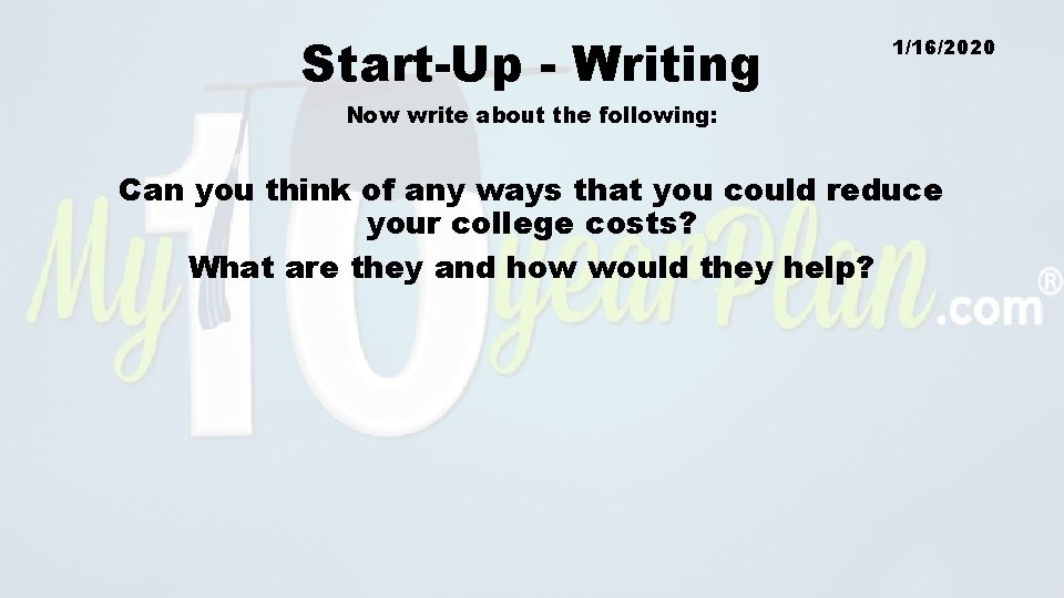 Start-Up - Writing 1/16/2020 Now write about the following: Can you think of any