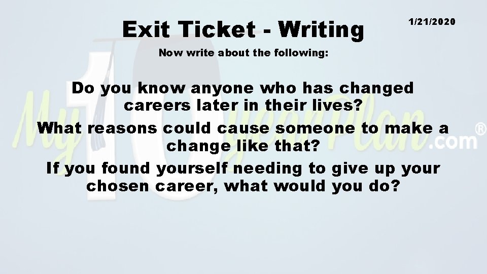 Exit Ticket - Writing 1/21/2020 Now write about the following: Do you know anyone