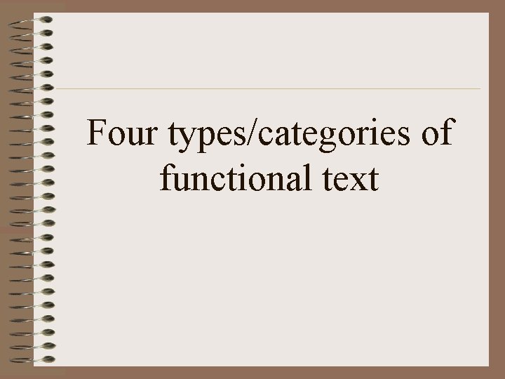 Four types/categories of functional text 
