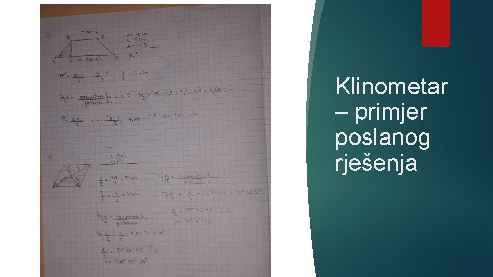 Klinometar – primjer poslanog rješenja 