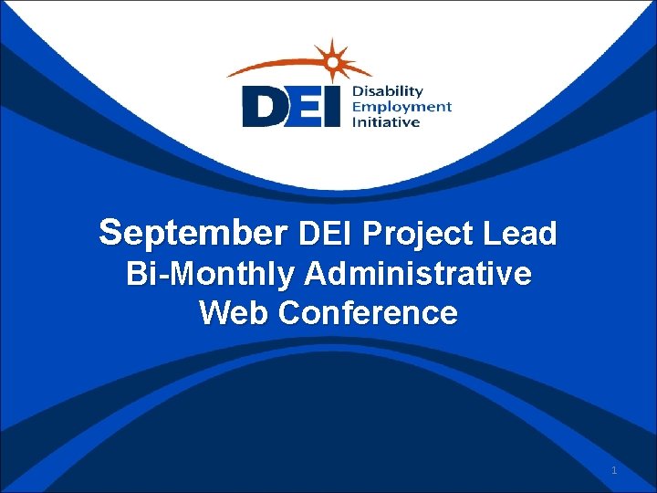 September DEI Project Lead Bi-Monthly Administrative Web Conference 1 