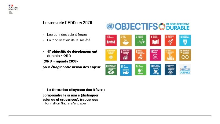 Le sens de l’EDD en 2020 - Les données scientifiques - La mobilisation de