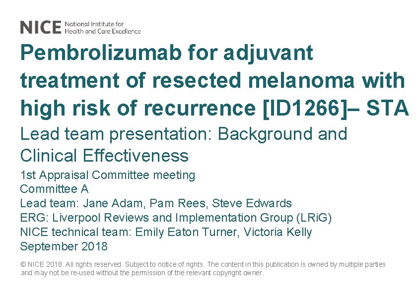 Pembrolizumab for adjuvant treatment of resected melanoma with high risk of recurrence [ID 1266]–