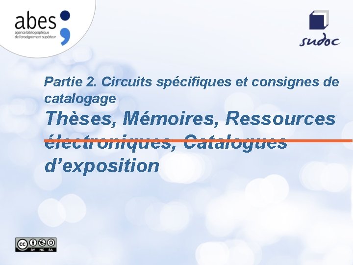 Partie 2. Circuits spécifiques et consignes de catalogage Thèses, Mémoires, Ressources électroniques, Catalogues d’exposition