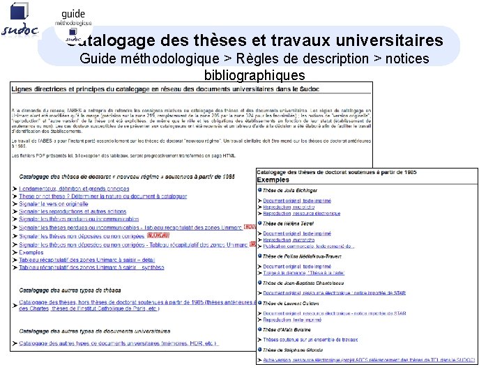 Catalogage des thèses et travaux universitaires Guide méthodologique > Règles de description > notices