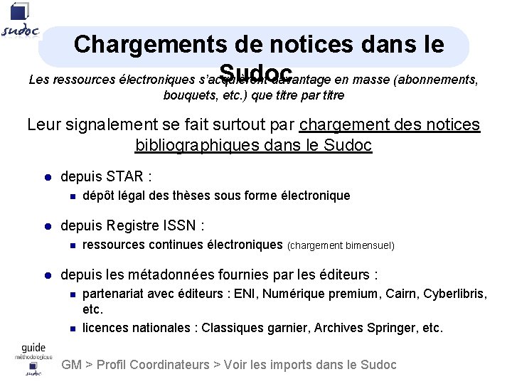 Chargements de notices dans le Sudoc Les ressources électroniques s’acquièrent davantage en masse (abonnements,