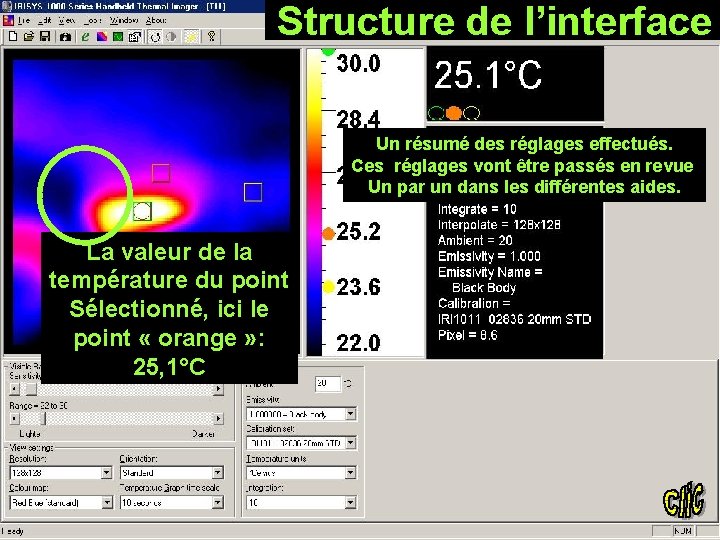 Structure de l’interface Un résumé des réglages effectués. Ces réglages vont être passés en