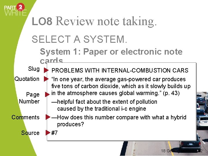 LO 8 Review note taking. SELECT A SYSTEM. Slug Quotation Page Number Comments Source