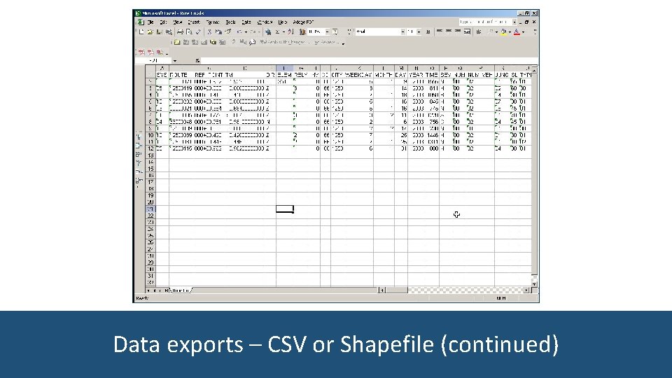 Data exports – CSV or Shapefile (continued) 