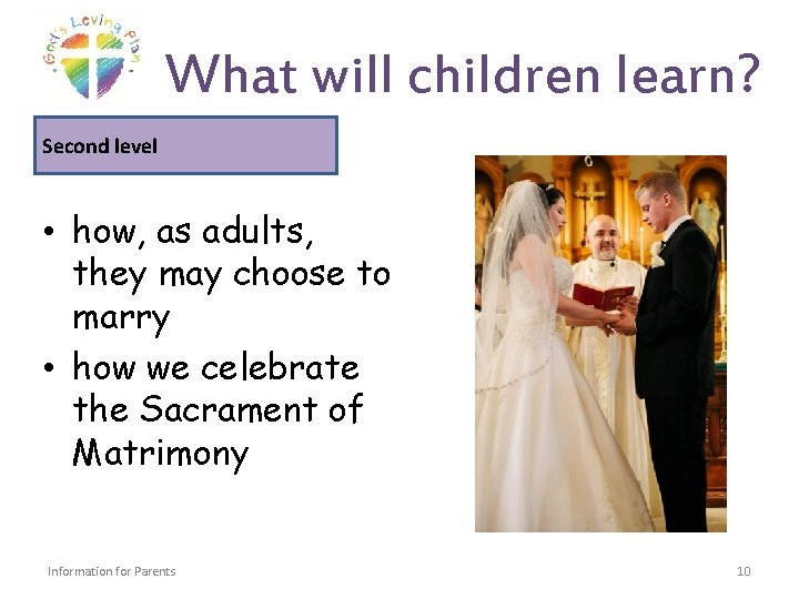 What will children learn? Second level • how, as adults, they may choose to
