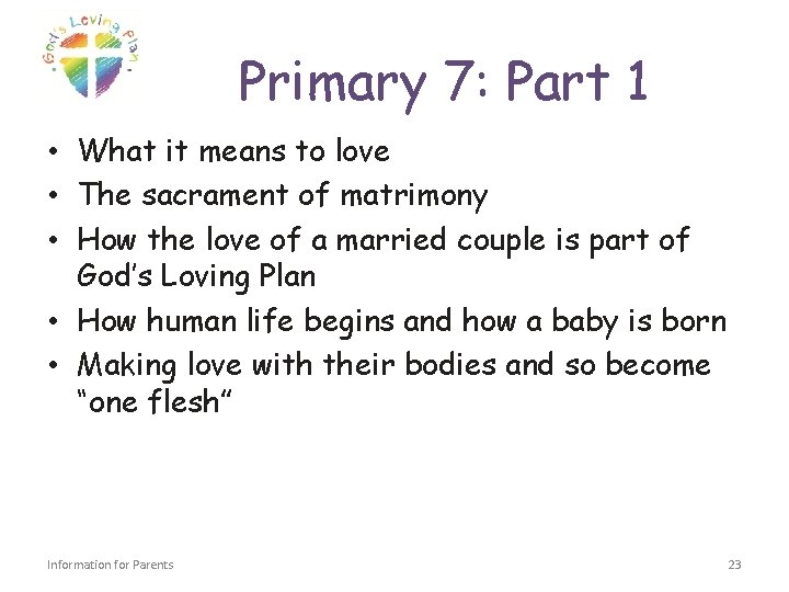 Primary 7: Part 1 • What it means to love • The sacrament of