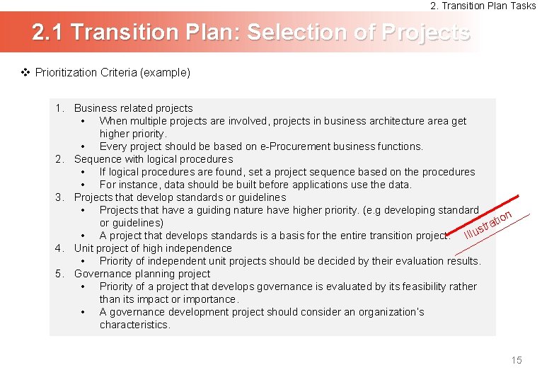 2. Transition Plan Tasks 2. 1 Transition Plan: Selection of Projects v Prioritization Criteria