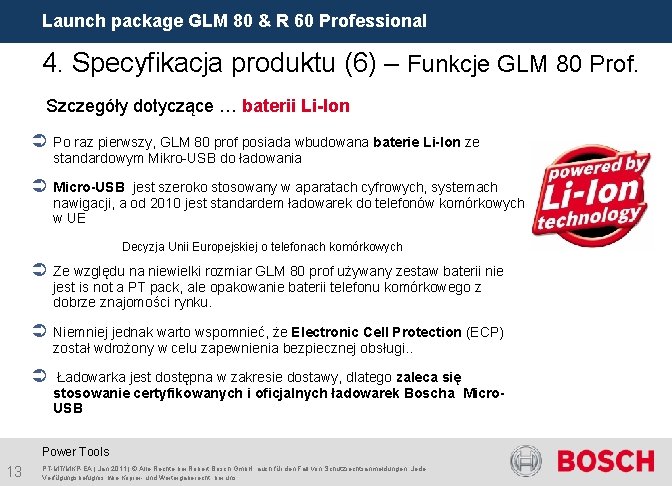 Launch package GLM 80 & R 60 Professional 4. Specyfikacja produktu (6) – Funkcje
