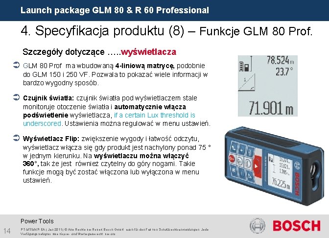 Launch package GLM 80 & R 60 Professional 4. Specyfikacja produktu (8) – Funkcje