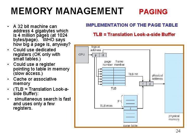 MEMORY MANAGEMENT • A 32 bit machine can address 4 gigabytes which is 4