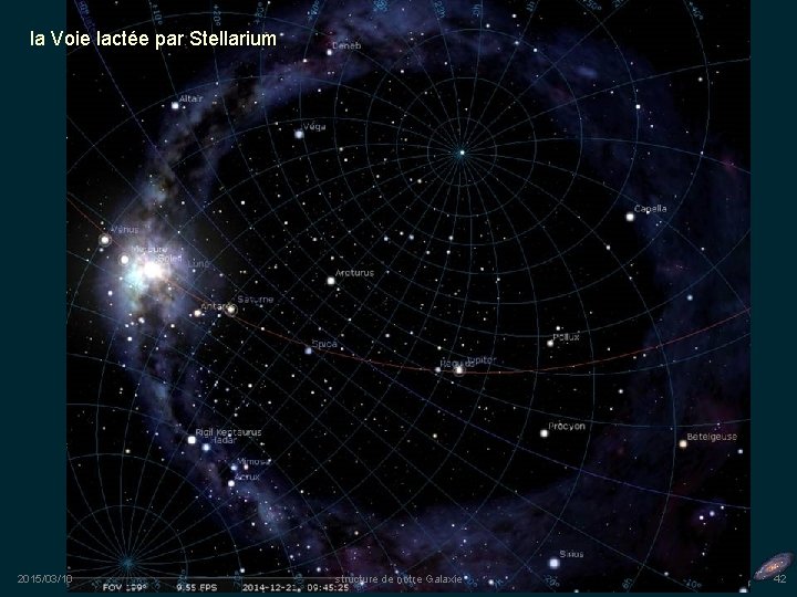 la Voie lactée par Stellarium 2015/03/10 structure de notre Galaxie 42 