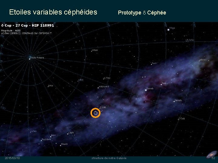 Etoiles variables céphéides 2015/03/10 Prototype d Céphée structure de notre Galaxie 52 