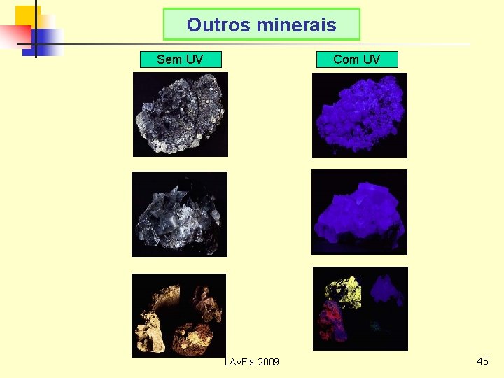 Outros minerais Sem UV Com UV LAv. Fis-2009 45 