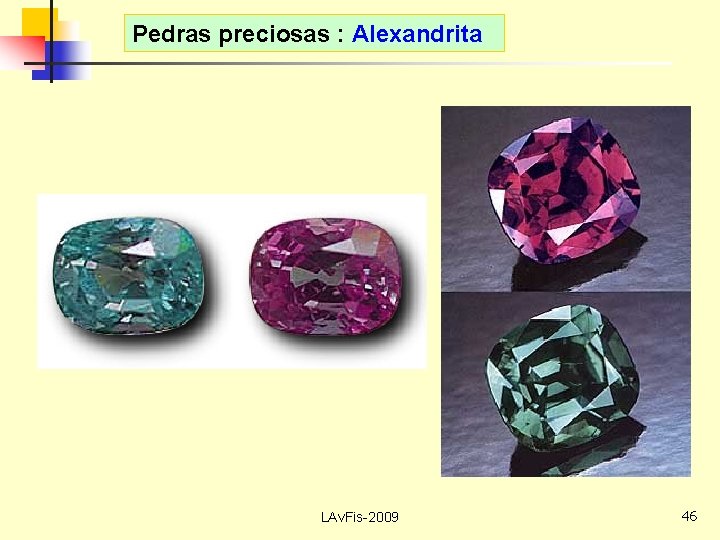 Pedras preciosas : Alexandrita LAv. Fis-2009 46 