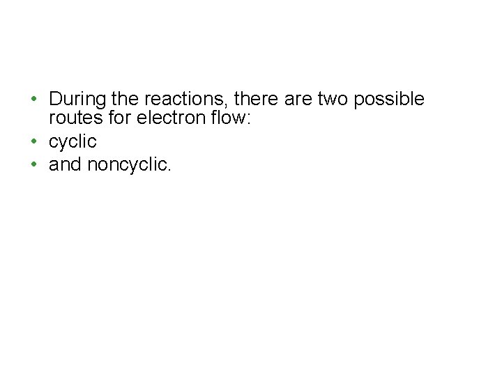  • During the reactions, there are two possible routes for electron flow: •