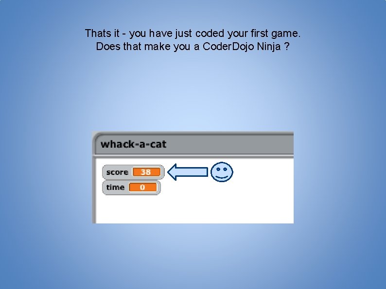 Thats it - you have just coded your first game. Does that make you