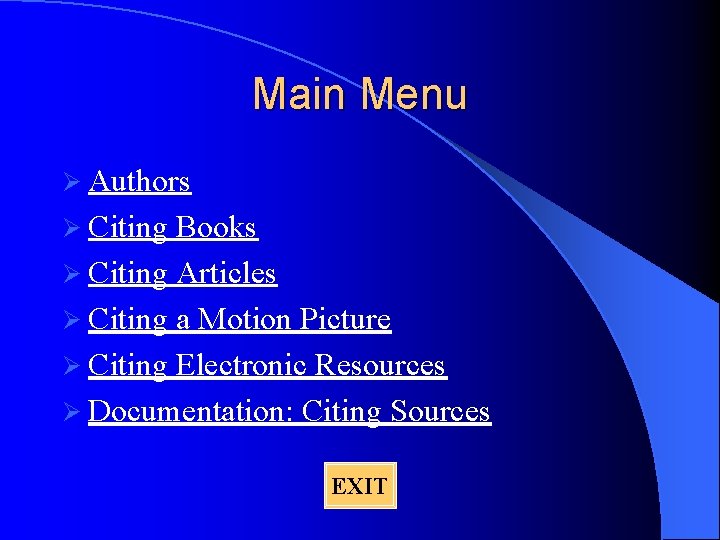 Main Menu Ø Authors Ø Citing Books Ø Citing Articles Ø Citing a Motion