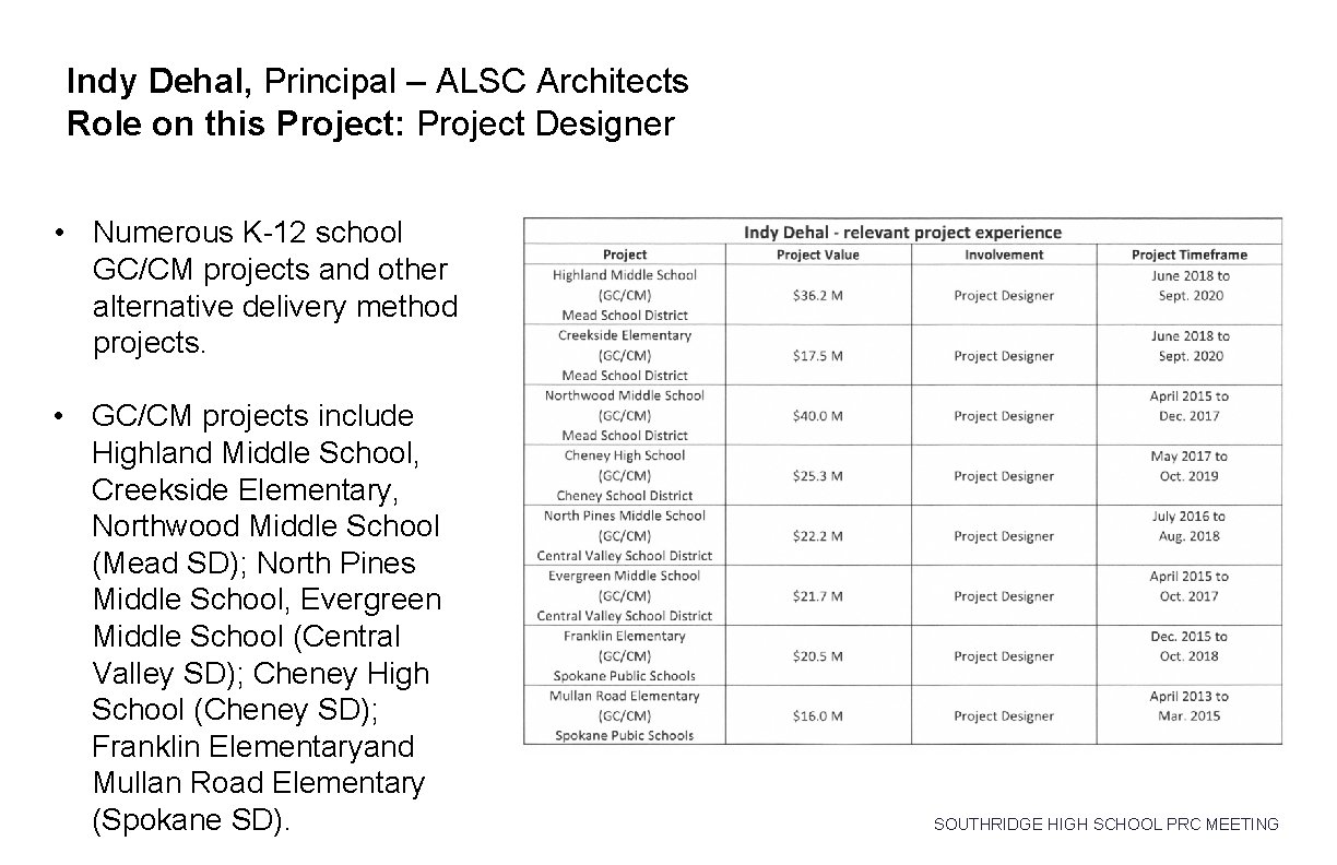 Indy Dehal, Principal – ALSC Architects Role on this Project: Project Designer • Numerous Indy Dehal, Principal – ALSC Architects Role on this Project: Project Designer • Numerous
